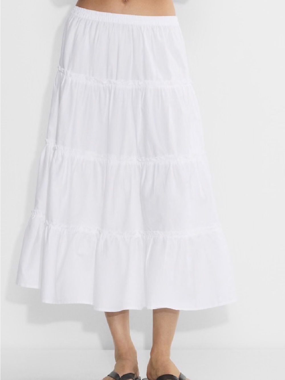 Aritzia Women's White Tiered Maxi Skirt